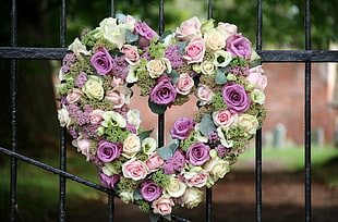 white and purple Roses wreath