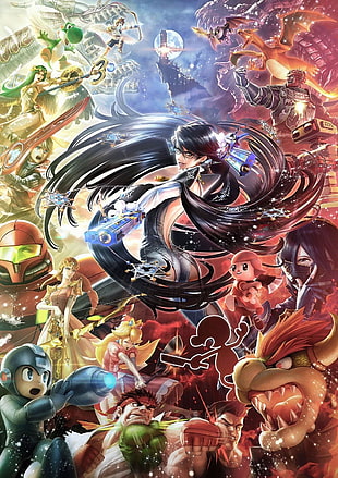 Capcom character digital wallpaper, Super Smash Brothers, Bayonetta, Bayonetta 2 HD wallpaper
