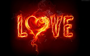 Love fire digital wallpaper