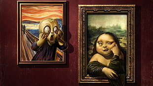 two The Scream and Mona Lisa meme paintings