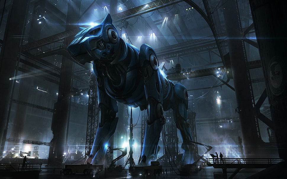 gray animal robot statue HD wallpaper