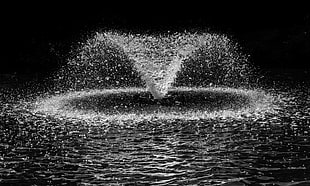 grayscale photography of fountain