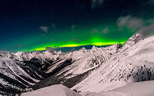 snow covered mountain, British Columbia, nature, mountains, aurorae HD wallpaper