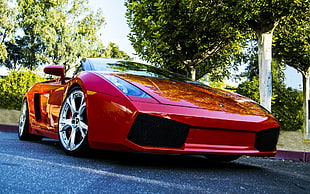 red convertible, Lamborghini Gallardo, car, red cars, vehicle
