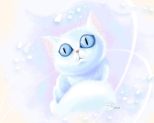 white cat animated photo