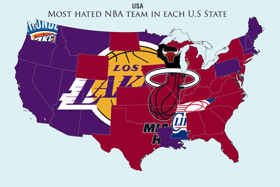 Most Hated NBA team in each U.S State illustration HD wallpaper