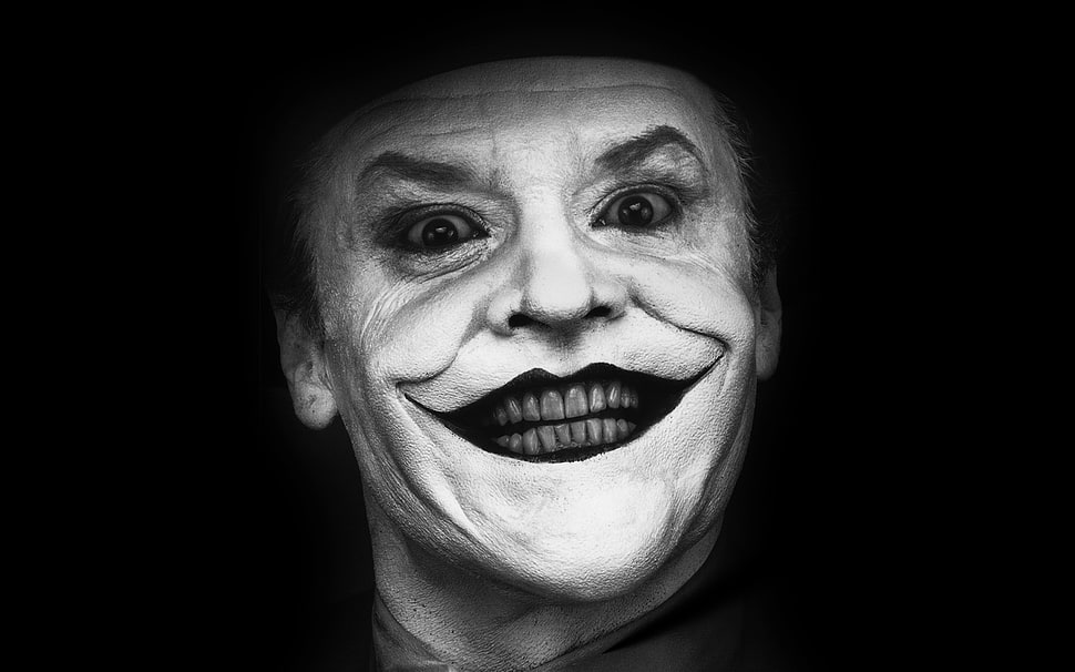 The Joker grayscale photo, Jack Nicholson, Joker, Batman, monochrome HD wallpaper