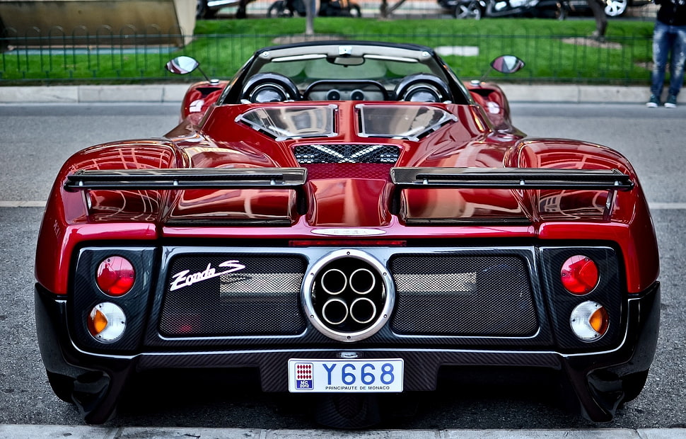 red sports car, vehicle, Pagani Zonda, Cabrio, Pagani HD wallpaper