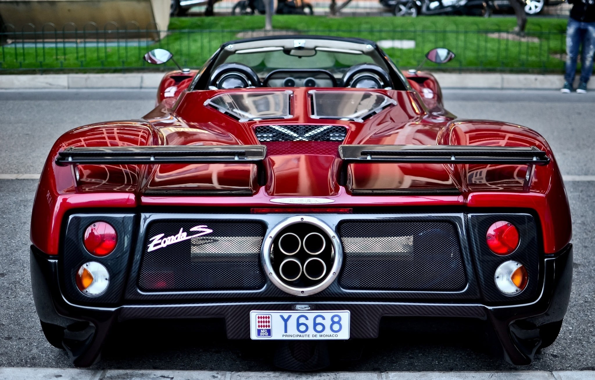 red sports car, vehicle, Pagani Zonda, Cabrio, Pagani