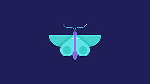 teal and purple butterfly illustration, butterfly, geometry, blue background