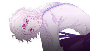 white haired man anime character illustration