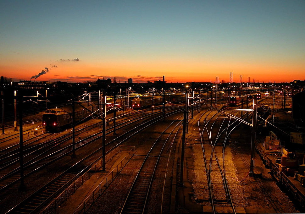 brown railway, train, railway HD wallpaper