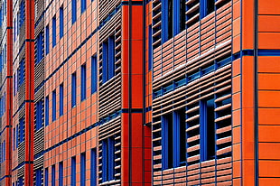 orange and blue concrete building, architecture, Asian architecture
