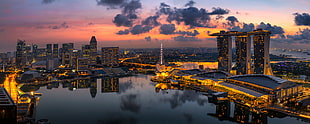 low light photographed of high-rise buildings, singapore HD wallpaper