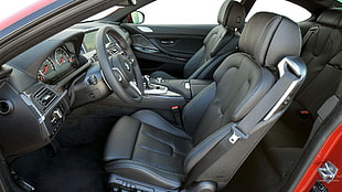 black car chairs, BMW M6, coupe, car interior, car HD wallpaper