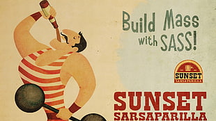 Build mass with Sass sunset sarsaparilla poster, Fallout, Fallout: New Vegas, video games HD wallpaper