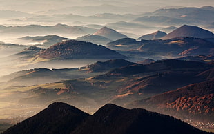 mountain hills photograph, nature, landscape, mountains, mist HD wallpaper
