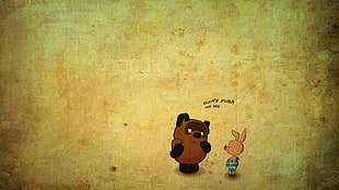 bear and bunny illustration HD wallpaper