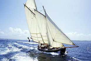 white sailing boat, sailing ship, ship, sea, vehicle