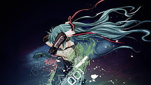 green haired female anime character wallpaper, Hatsune Miku, Vocaloid