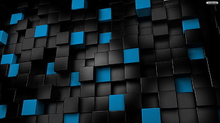 blue and black blocks HD wallpaper