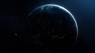 full moon illustration, space, planet, Greg Martin, Earth