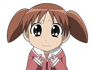 brown haired female anime character in pink uniform