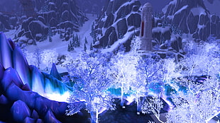 white trees wallpaper, blue, World of Warcraft, Blizzard Entertainment, video games