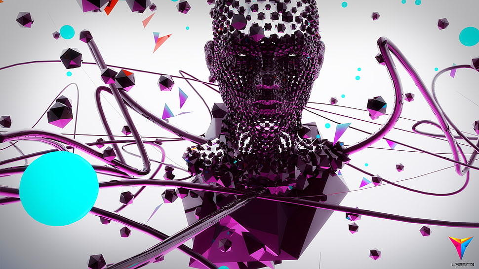 human bust illustration, digital art, face, abstract HD wallpaper