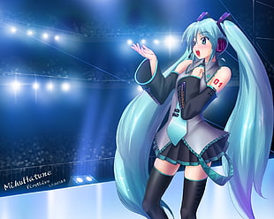 teal haired anime character 3D wallpaper