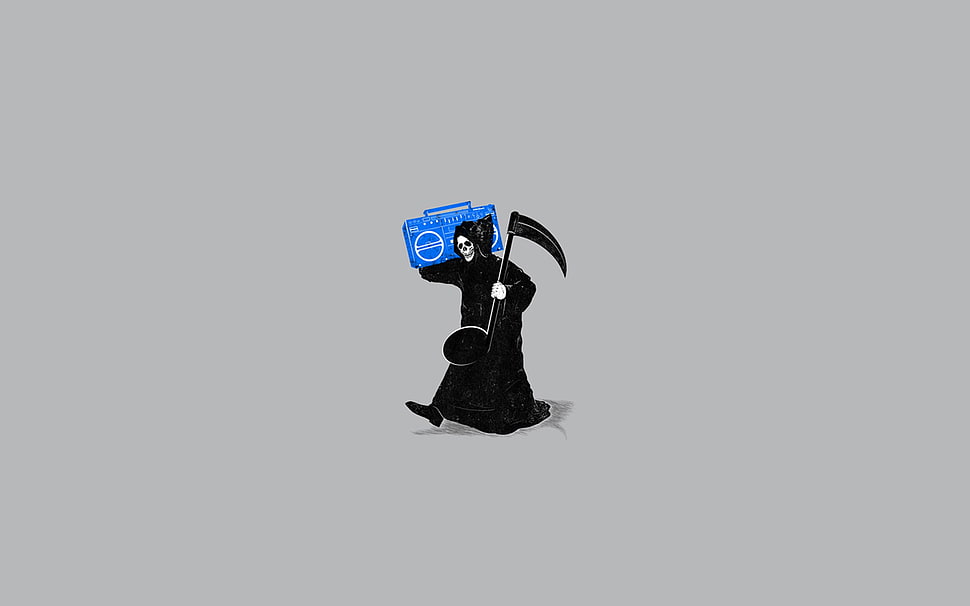 death reaper holding musical note and boombox HD wallpaper
