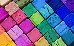 assorted color wooden cubes