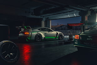 gray and green sports car wallpaper