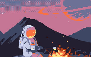 astronaut illustration HD wallpaper