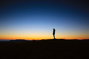 silhouette of man, Silhouette, Man, Horizon HD wallpaper