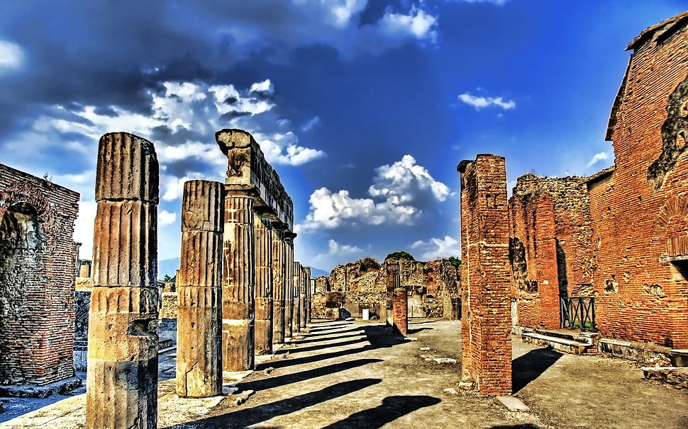 brown painted pillar historical building HD wallpaper