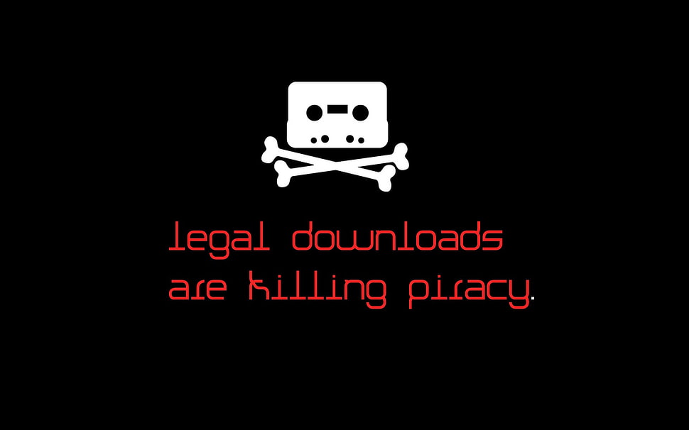 white skull and bone logo, piracy, computer, typography, black background HD wallpaper
