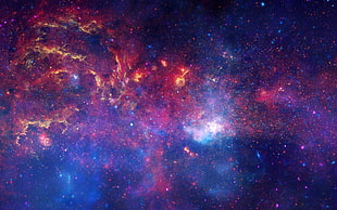red and blue galaxy artwork, nature, landscape, Deep Space, galaxy