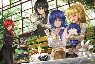 female animated characters digital wallpaper, Love Live!, Nishikino Maki, Sonoda Umi, Ayase Eli
