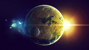 planet Earth digital wallpaper, planet, space art