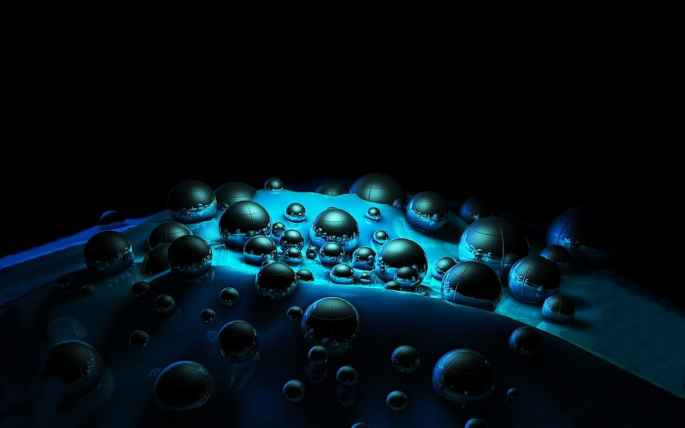 blue 3D bubbles wallpaper HD wallpaper