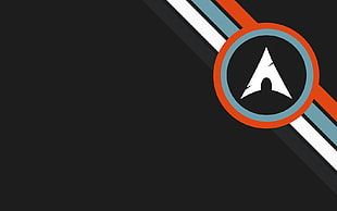 blue, orange, and white striped arch logo wallpaper, Arch Linux