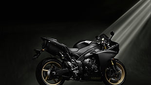 black sports bike, Yamaha, Yamaha YZF R1, motorcycle, vehicle HD wallpaper