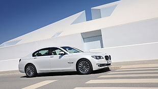 white BMW 7-series sedan, BMW 7, BMW, white cars, car