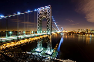 grey and blue suspension bridge, bridge, George Washington Bridge, cityscape, New York City HD wallpaper