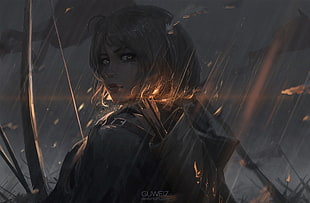 female anime character illustration, digital art, artwork