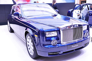 blue Bentley sedan, Rolls-Royce Phantom, Rolls-Royce, car, blue cars HD wallpaper
