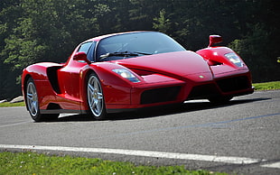 red coupe, Enzo Ferrari, car, red cars, vehicle