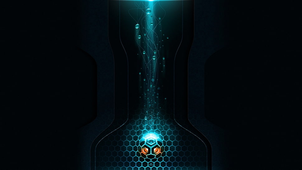 teal and black digital graphic art HD wallpaper