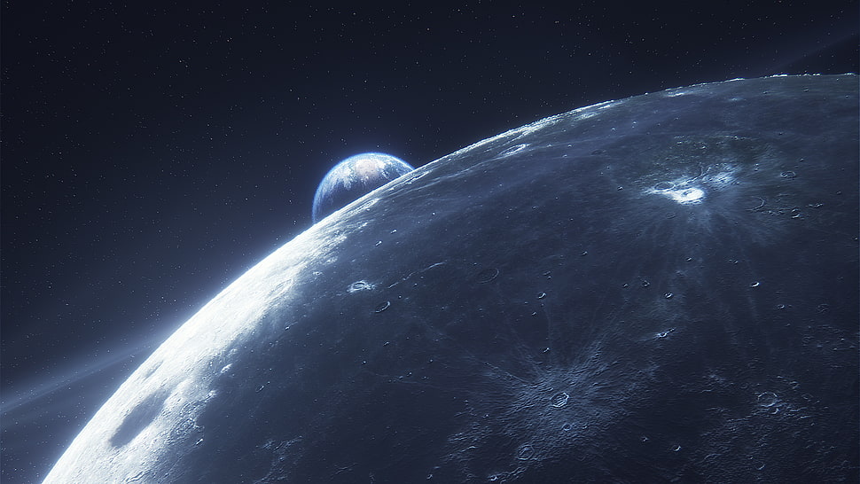black and grey earth, space, planet, sky, Moon HD wallpaper